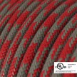 Round Electric Cable 150 ft (45,72 m) coil RP28 Bicoloured Fire Red and Grey Cotton - UL listed