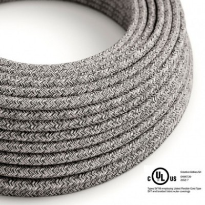 Round Electric Cable 150 ft (45,72 m) coil RS81 Glittering Black Onyx Cotton and Natural Linen - UL listed