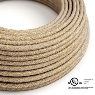 Round Electric Cable 150 ft (45,72 m) coil RS82 Glittering Russet Cotton and Natural Linen - UL listed