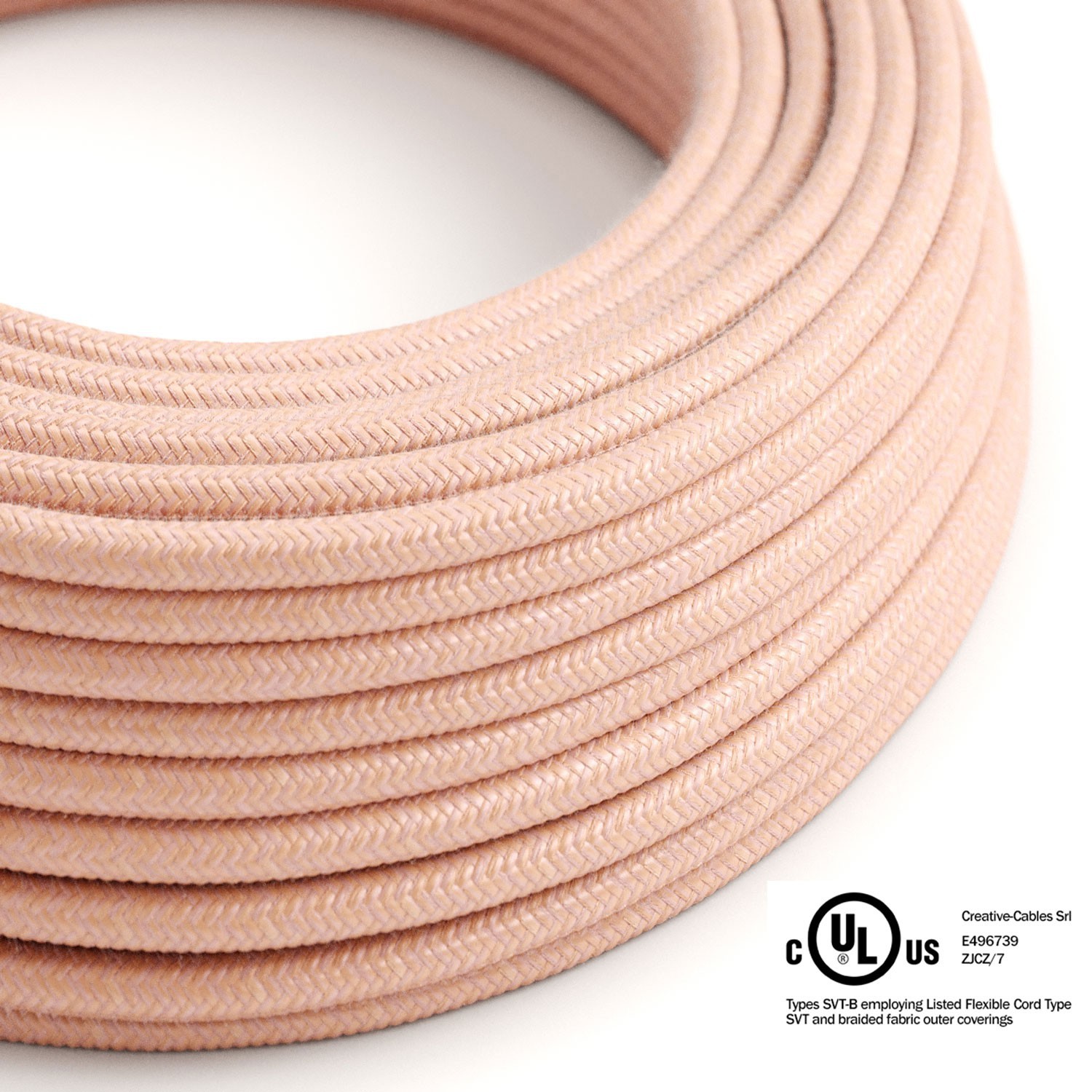 Round Electric Cable 150 ft (45,72 m) coil RX13 Salmon Cotton - UL listed