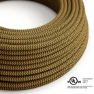 Round Electric Cable 150 ft (45,72 m) coil RZ27 ZigZag Golden Honey and Anthracite Cotton - UL listed