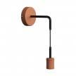 Fermaluce Leather, leather covered wooden wall light with bent extension and pendant lamp holder