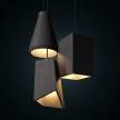 Cube cement lampshade for suspension, with cable clamp and E27 lamp holder