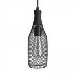 Pendant lamp with textile cable, Magnum bottle lampshade and metal details - Made in Italy