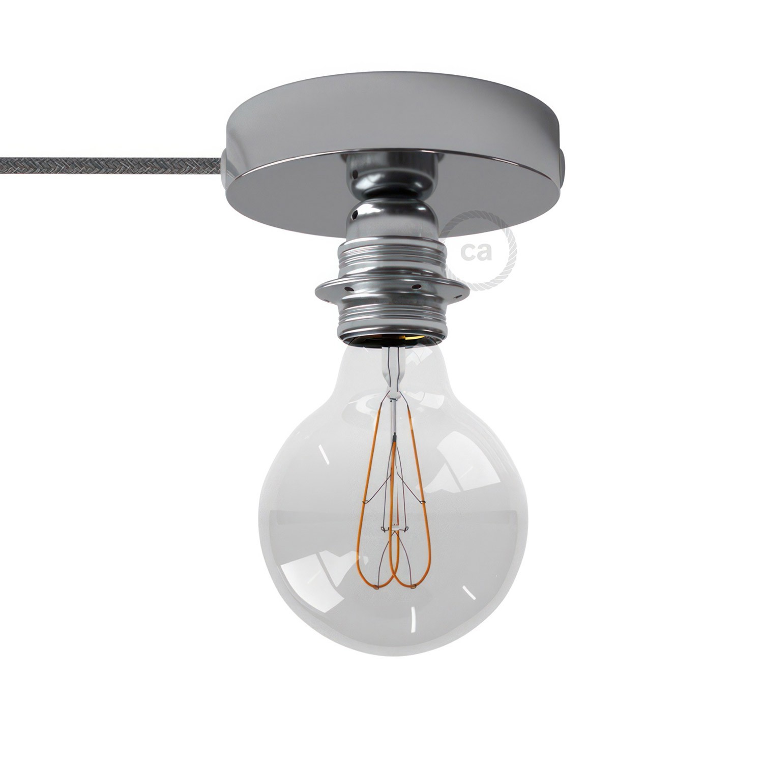 Spostaluce, the metal light source with E27 threaded lamp holder, fabric cable and side holes