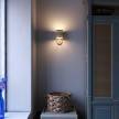 Fermaluce Wood, ceramics wall light with lampshade and bent extension