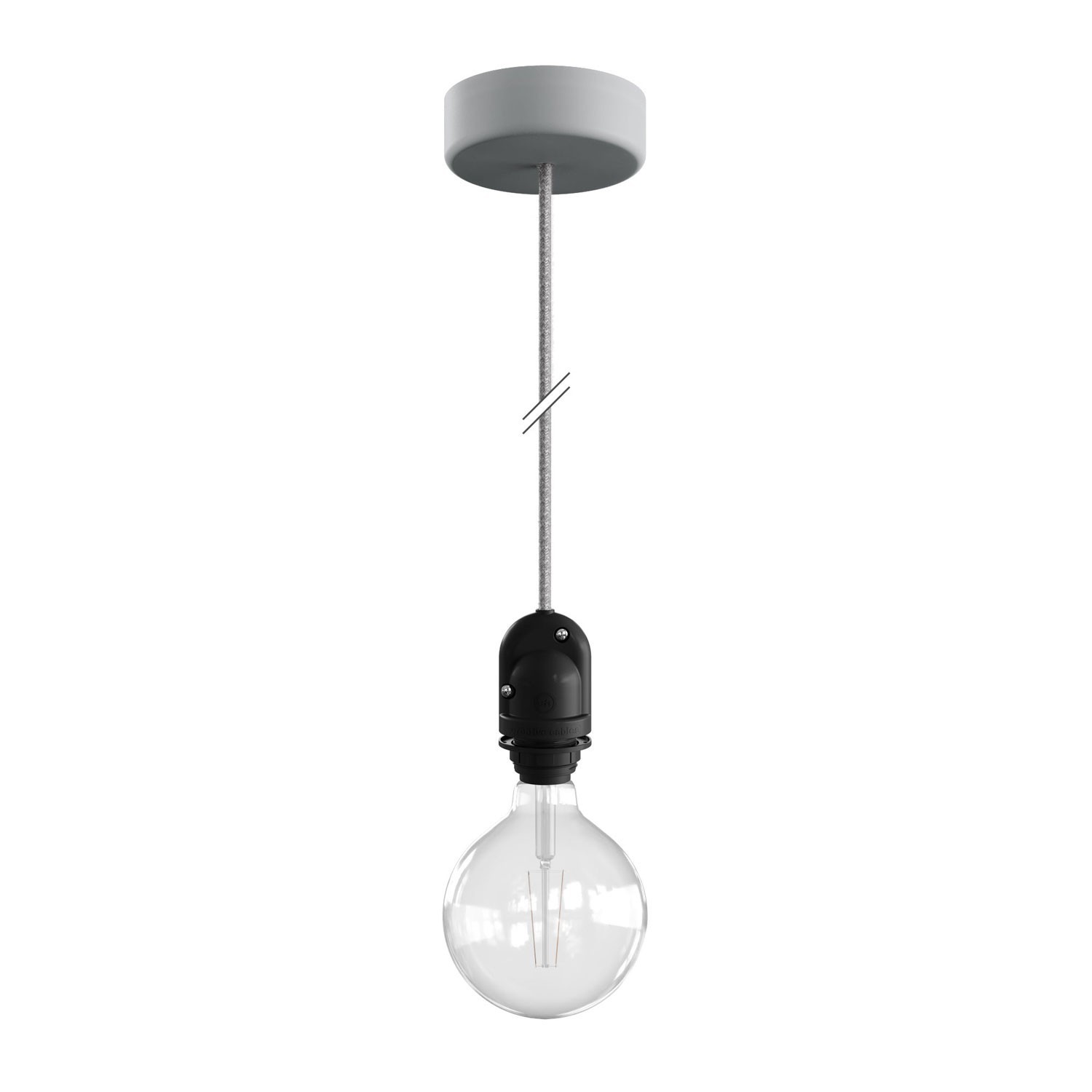 EIVA Outdoor pendant lamp for lampshades with 1,5 mt textile cable, silicone ceiling rose and lamp holder IP65 water resistant