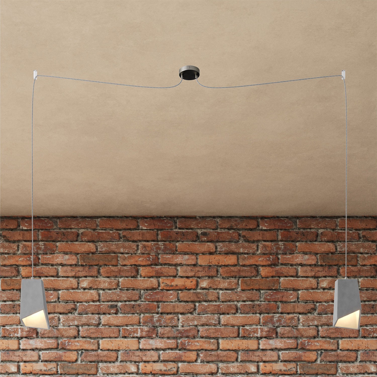 Spider - 2-light multi-pendant Made in Italy lamp featuring fabric cable and concrete lampshade