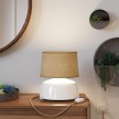Coppa ceramic table lamp with Athena shade, complete with textile cable, switch and UK plug