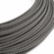Extra Low Voltage power cable coated in silk effect fabric ZigZag Black and White RZ04 - 50 m