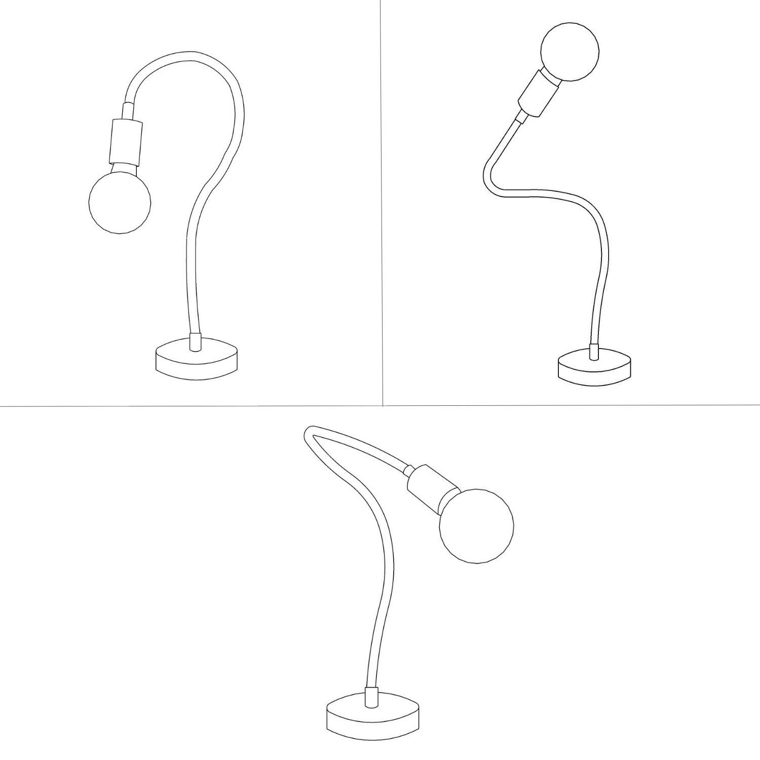 Flex flexible table lamp providing diffused light with 2-pin plug