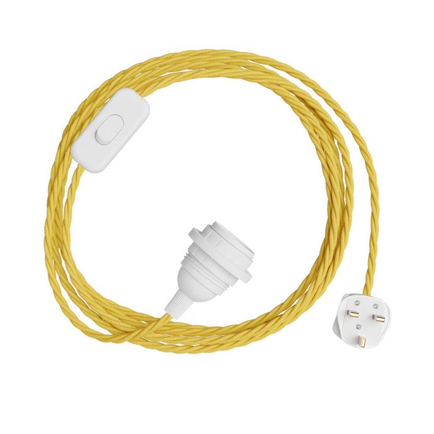 SnakeBis Twisted for lampshade - Wiring with lamp holder and twisted textile cable and UK plug