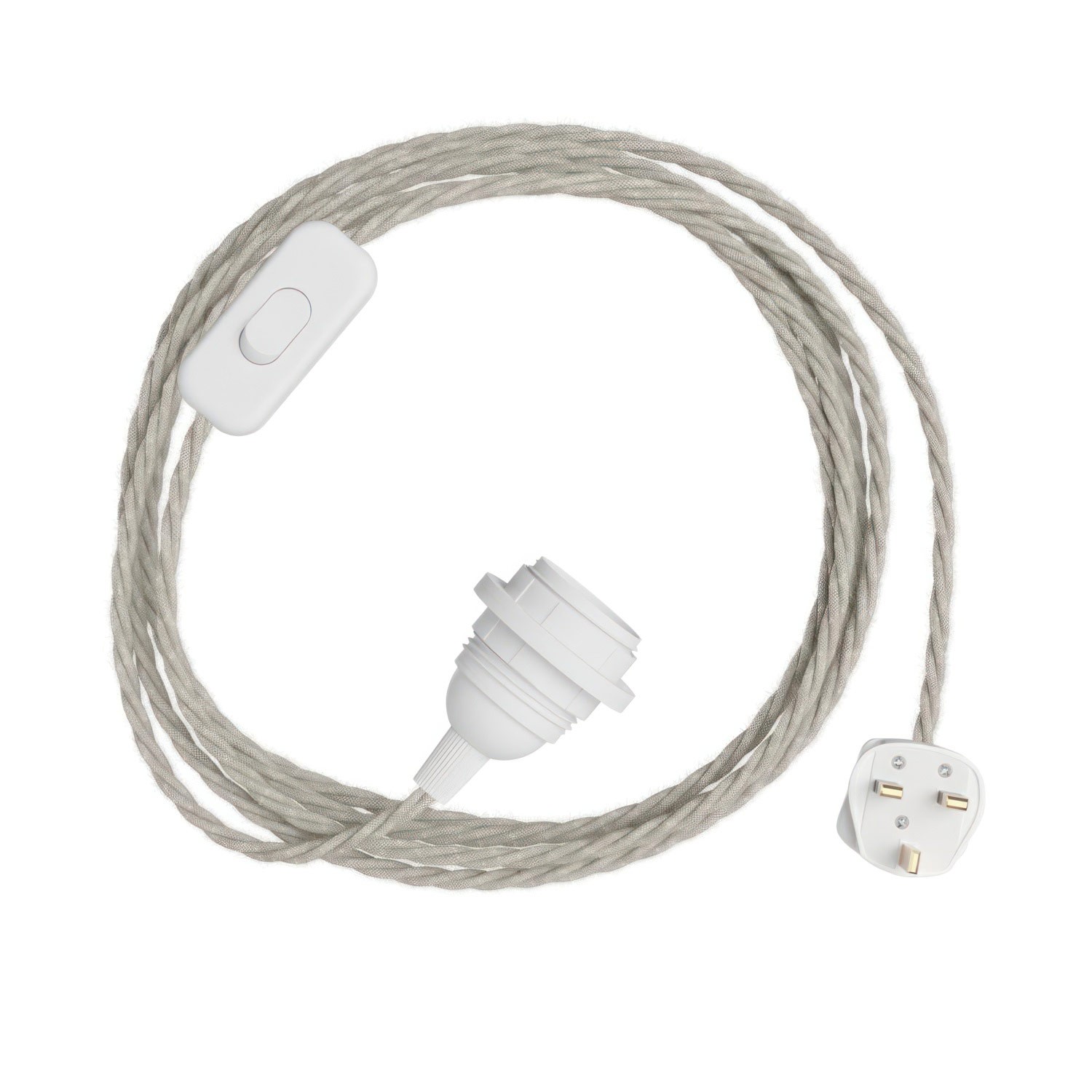 SnakeBis Twisted for lampshade - Wiring with lamp holder and twisted textile cable and UK plug