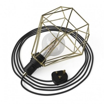 Table Snake - Plug-in lamp with cage Diamond lampshade and UK plug