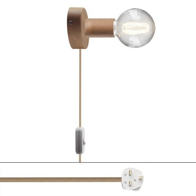 Spostaluce wooden Lamp with UK plug