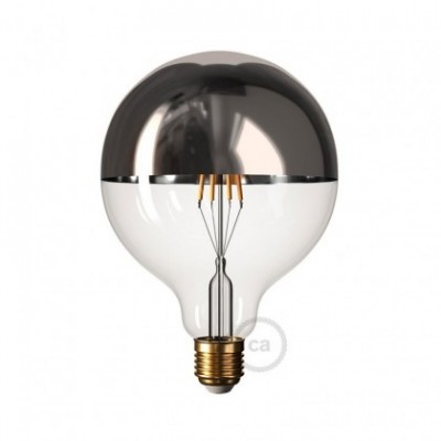 Silver Half Sphere Globe G125 LED Light Bulb 7W 750Lm E27 2700K Dimmable