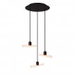 Esse14 suspension lamp with 3 asymmetrical falls comes with Rose-One complete with fabric cable and metal finishes