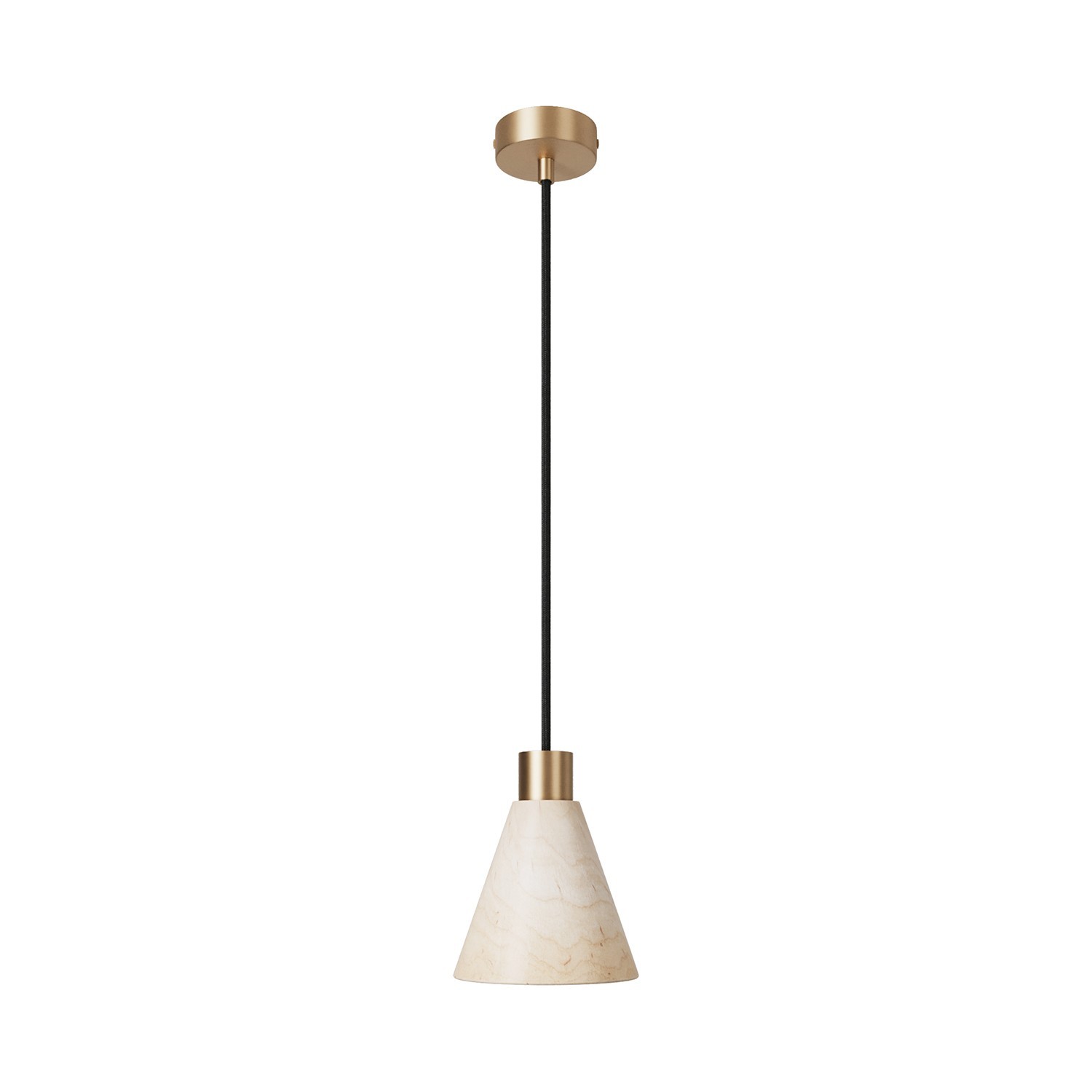 Pendant lamp with wooden conical lampshade