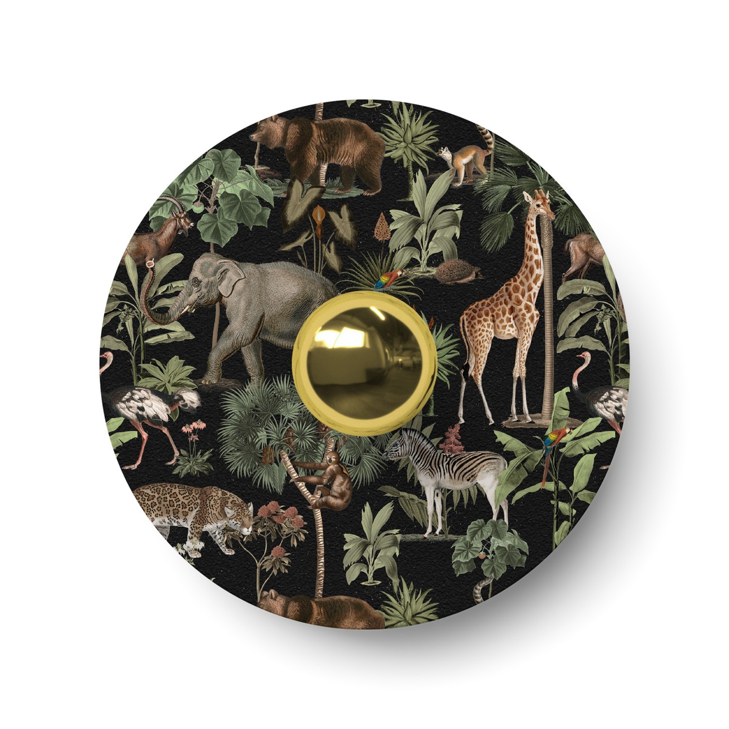 Wall or ceiling lamp with lampshade featuring jungle animals 'Wildlife Whispers' - Waterproof IP44