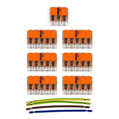 WAGO connector kit compatible with 3x cable for 6 hole ceiling rose