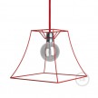 Naked light bulb cage lampshade Pyramid Red colored metal E27 fitting